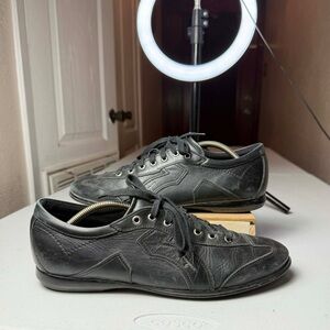 Salvatore Ferragamo Made In Italy Black Leather Trainer Sneakers Sz 10.5 Fixed